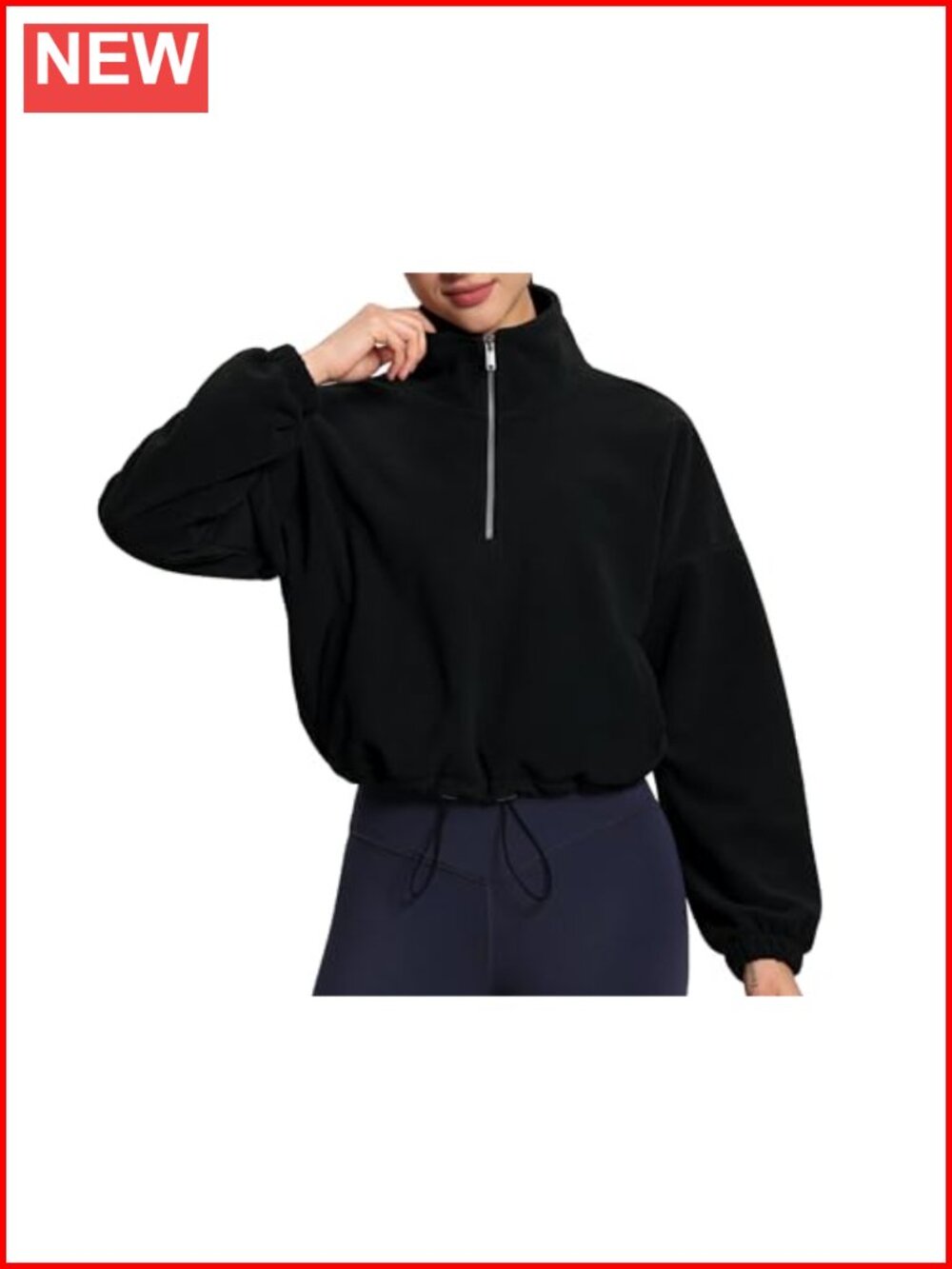 Women's Half Zip Crop Pullover Sweatshirt Fleece Workout Top with Pockets